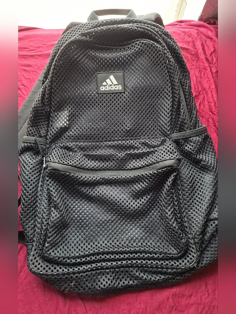 Adidas Hermosa II Black Mesh See-Through Backpack,some Scratches On The Botton
